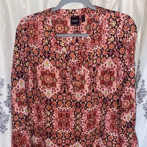 Women’s Tunic Blouse with Bohemian Floral Print